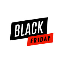 Black Friday - Minimalist Text in Black and Red on White Background