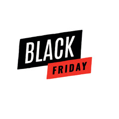 Black Friday - Minimalist Text in Black and Red on White Background