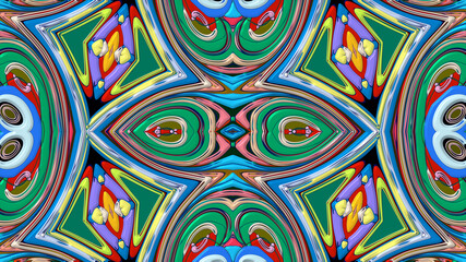 Abstract colorful psychedelic mandala kaleidoscope background pattern for a summer music festival