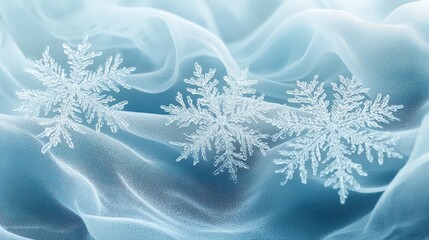 Gentle flowing lines in an abstract winter design, with cool blues and soft white snowflake accents.