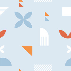 Obraz premium A Modern Geometric Seamless Pattern on the blue. Background in Soft Winter Tones for Surfsce Design or Seasonal Decoration