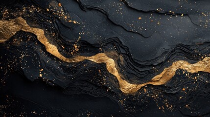 Fototapeta premium Minimalist black background adorned with delicate gold accents, offering a luxurious and modern aesthetic for professional use.