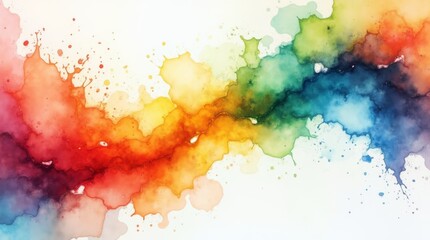 Fototapeta premium Lively watercolor splashes forming a colorful gradient