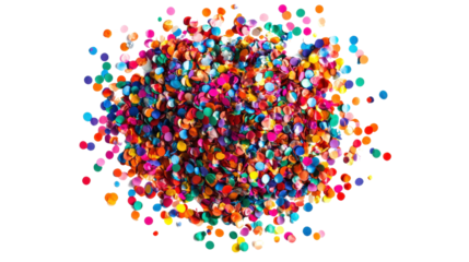 A pile of colorful confetti. The confetti is in a variety of colors and is scattered all over the image