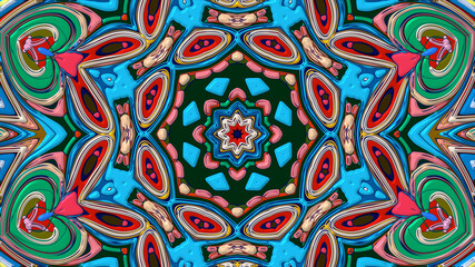 Abstract colorful psychedelic mandala kaleidoscope background pattern for a summer music festival