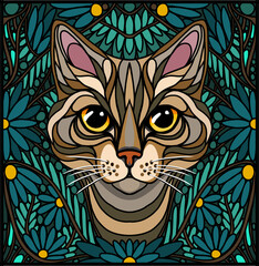Portret kota w stylu art nouveau