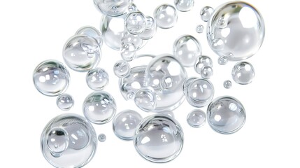 Bubbles Rising in Clear Water on Pure White Background - Serene Minimalist Aesthetic