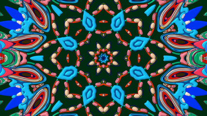 Abstract colorful psychedelic mandala kaleidoscope background pattern for a summer music festival