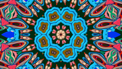 Abstract colorful psychedelic mandala kaleidoscope background pattern for a summer music festival