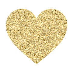 Glitter gold heart. Valentine's day design. Vector illustration on white background. EPS 10