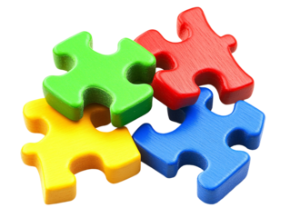 a group of colorful puzzle pieces