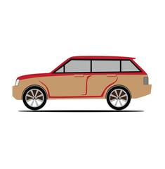 Car icon flat, Europe Suv on white background