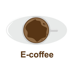 It's time for coffee. cup of coffee on the table , view on top