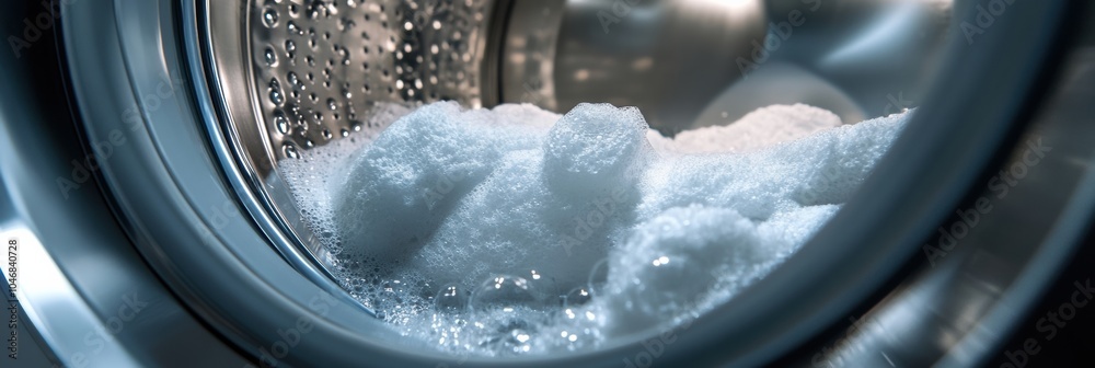 Poster a washing machine drum is filled with fluffy white towels that are sudsy and ready to be rinsed for 