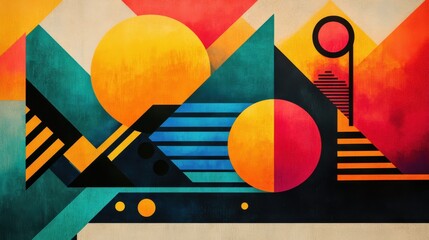 Colorful geometric designs with bold outlines