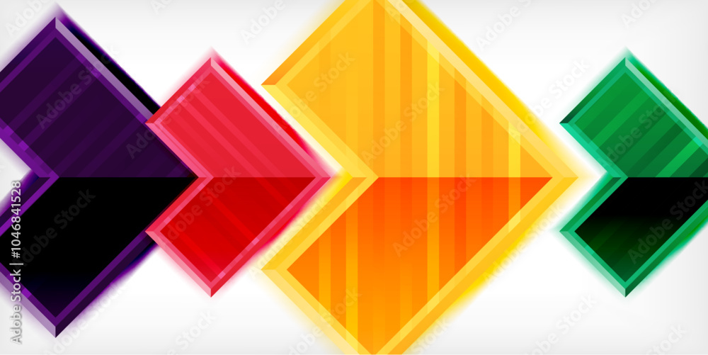 Aufkleber Arrow symbols created with 3d effects and line texture geometric abstract background