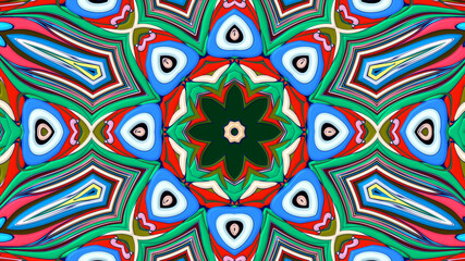 Abstract colorful psychedelic mandala kaleidoscope background pattern for a summer music festival