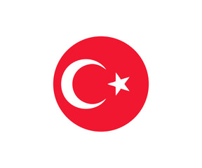 Turkish flag in circle icon. Turkey Flag, Türk bayrağı, National flag of Turkey round vector design and illustration.

