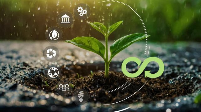Circular economy concept for future business growth and environmental sustainability and reduce pollution for future business and environmentEliminate waste and pollution.Circulate products and materi