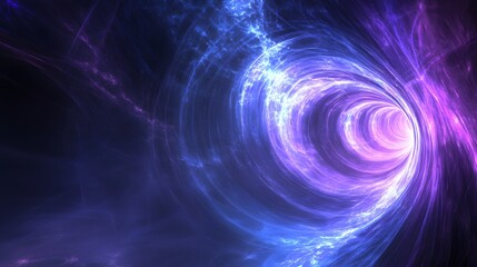 Fototapeta premium Blue and violet fractal tunnel. Big data, abstract glowing background