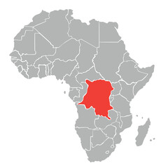 Fototapeta premium Equatorial Congo in Africa on white background