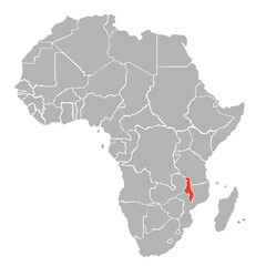 Map of Malawi in Africa on white background © Creative Milos