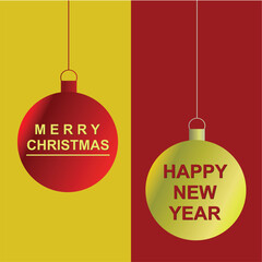 Merry Christmas and Happy New Year greeting flyers. Trendy vector illustration with Christmas decoration