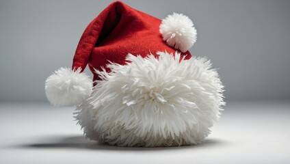 A red Santa hat with a white pompom, Christmas, Holidays, isolated, white background, Generative AI