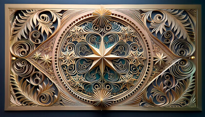 Obraz premium German Christmas wall decoration features intricate designs usually made from cardboard mat_1(426)