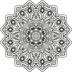 Flower Petal Mandala Art Circular Pattern in Form of Mandala With Flower for Henna, Mehndi, Tattoo, Decoration Decorative Ornament in Ethnic Oriental Style.