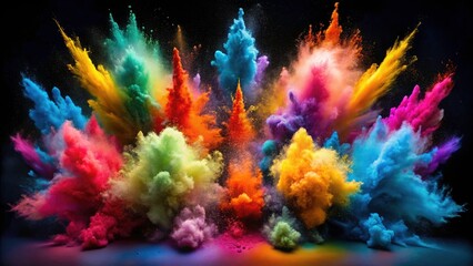 Color Powder Explosion PNG Element Set for Creative Design, Vibrant Colorful Effects, Isolated on Transparent Background for Graphic Projects, Backgrounds, Celebrations, and Artistic Creations