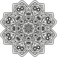 Flower Simple Mandala Art Circular Pattern in the Form of a Mandala Decorative Ornament in Ethnic Oriental Style.