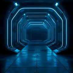 Obraz premium Empty dark room, Modern Futuristic Sci Fi Background. 3D illustration