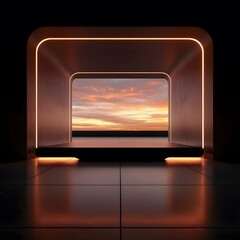 Fototapeta premium Empty dark room, Modern Futuristic Sci Fi Background. 3D illustration