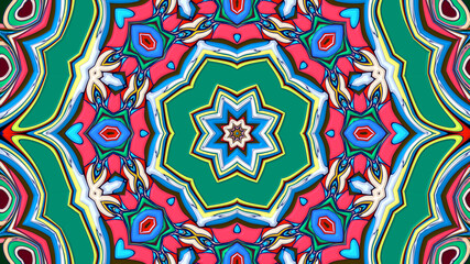 Abstract colorful psychedelic mandala kaleidoscope background pattern for a summer music festival