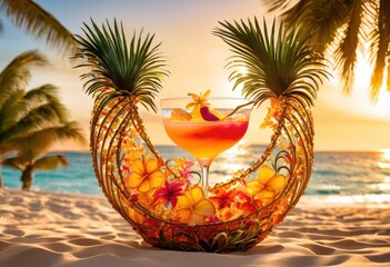 Obraz premium vibrant cocktail display featuring creative drink garnishes colorful array flavors unique presentations, creation, vibrancy, visuals, design, decor