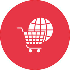 Online Shopping Cart glyph circle icon