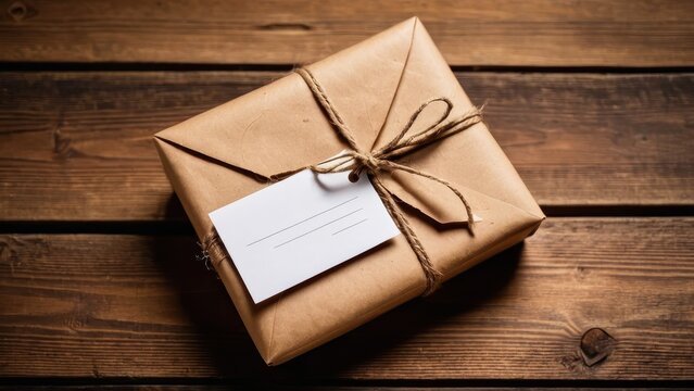 Thoughtfully wrapped gift in kraft paper with a string tie and tag, symbolizing care and attention to detail, perfect for delivery or special occasions.