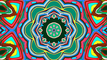 Abstract colorful psychedelic mandala kaleidoscope background pattern for a summer music festival