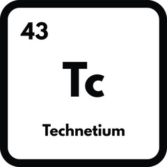 Technetium chemical element icon isolated on white background . Technetium icon vector