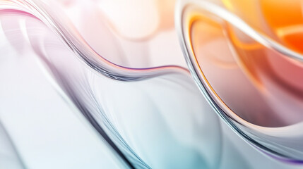 Naklejka premium Wavy shiny glass shapes with gradient backgrounds on a pink, white and purple background, Green Gentle 3D Abstract Background
