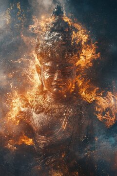 Ancient Buddhist mythological god Dharmapala.