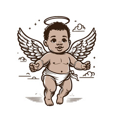 Fototapeta premium cute baby angel graphic vector illustration 