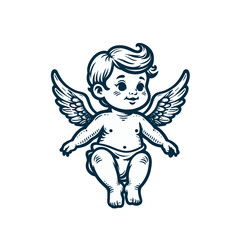 cute baby angel graphic vector illustration	
