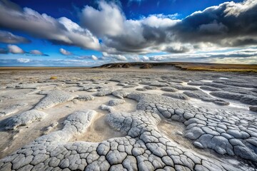 Gray slime spreading across a barren landscape, sand, barren, gray, barren trees