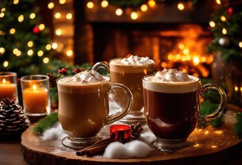 Obraz premium charming display festive winter beverages cozy glassware beautiful seasonal accents strengthening warmth, decoration, drink, design, table, holiday, setup