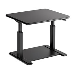 Modern adjustable black table for versatile office and home use, white isolated background. transparent background