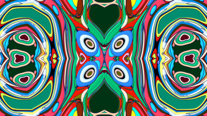 Abstract colorful psychedelic mandala kaleidoscope background pattern for a summer music festival