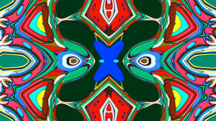 Fototapeta premium Abstract colorful psychedelic mandala kaleidoscope background pattern for a summer music festival