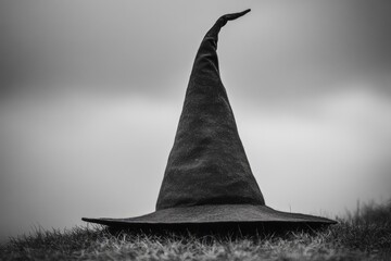 Fototapeta premium A Black Witch's Hat Lying in Grass